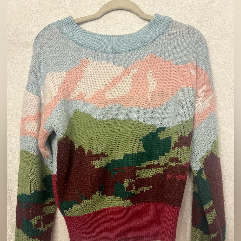 Wild Fable Mountain Scenic Knit Sweater